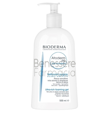bioderma linea pelli secche atoderm pp gel moussant trattamento detergente 500ml