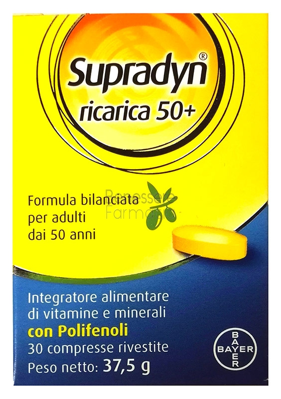 supradyn linea vitamine e minerali ricarica 50+ over 50 integratore 30 compresse
