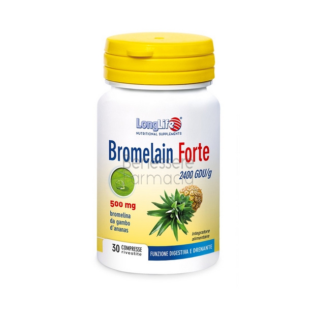 long life linea drenante bromelain forte integratore alimentare 30 compresse