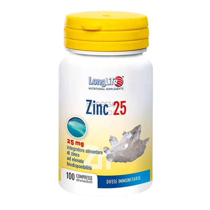 longlife linea sali minerali zinc 25 integratore alimentare 100 compresse
