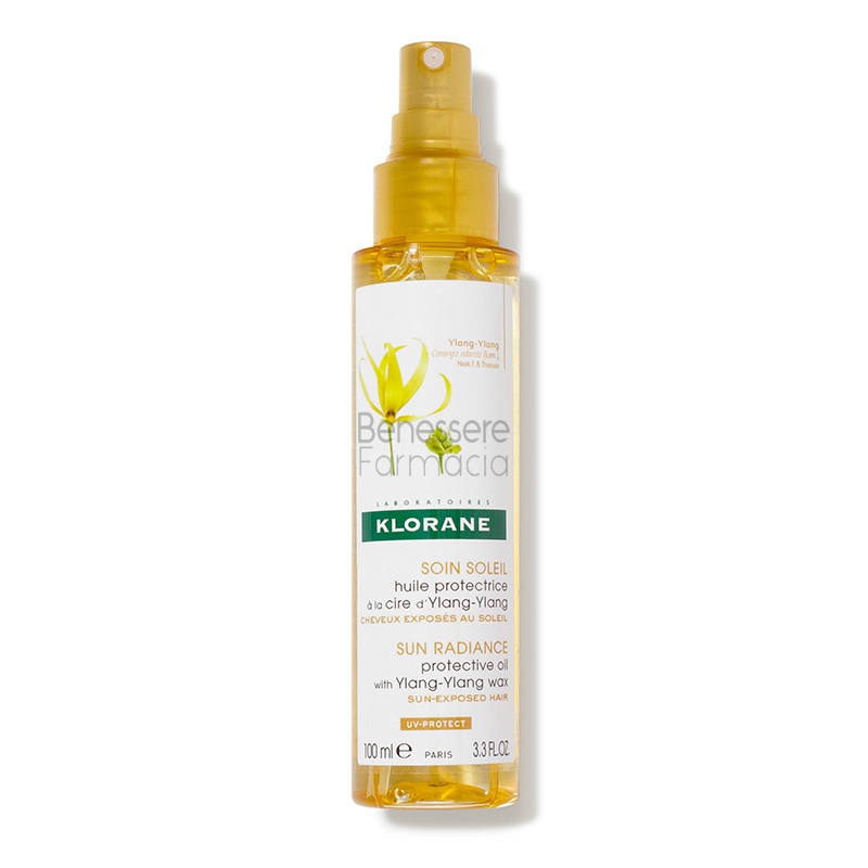 klorane capelli linea cera ylang ylang riparatore solare olio protettivo 100 ml