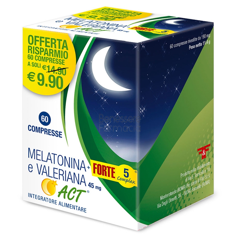 linea act linea sonno melatonina act forte 5 valeriana integratore 60 compresse