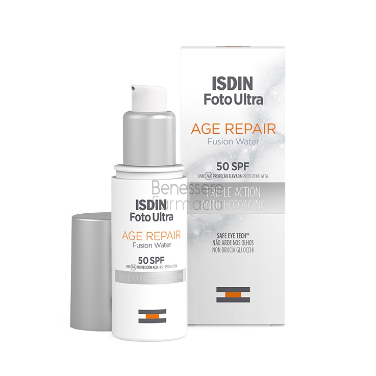 isdin linea solare spf50 foto ultra age repair fusion water spray 52 ml